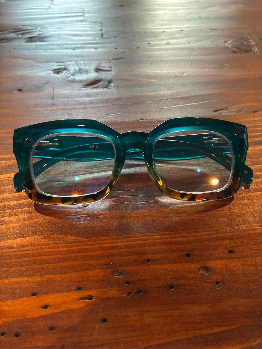 Women’s Square Optical Glasses in Dark Green Tortoise